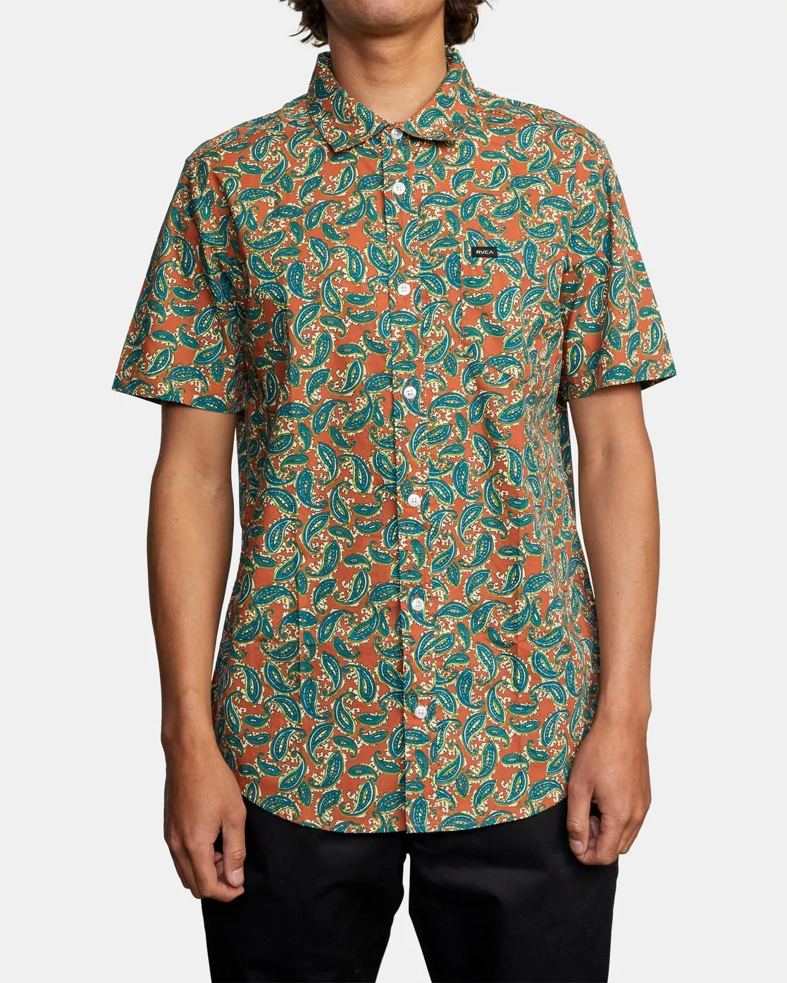 RVCA MIND FLOWER PAISLEY SS CLAY