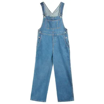 S-5XL Women Denim Overalls Korean Style Loose Wide Leg Jeans Oversized Straight Jumpsuit 2023 New Spring Autumn Strap Trousers