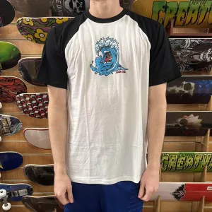 Santa Cruz Screaming Wave Front Raglan T-shirt White / Black