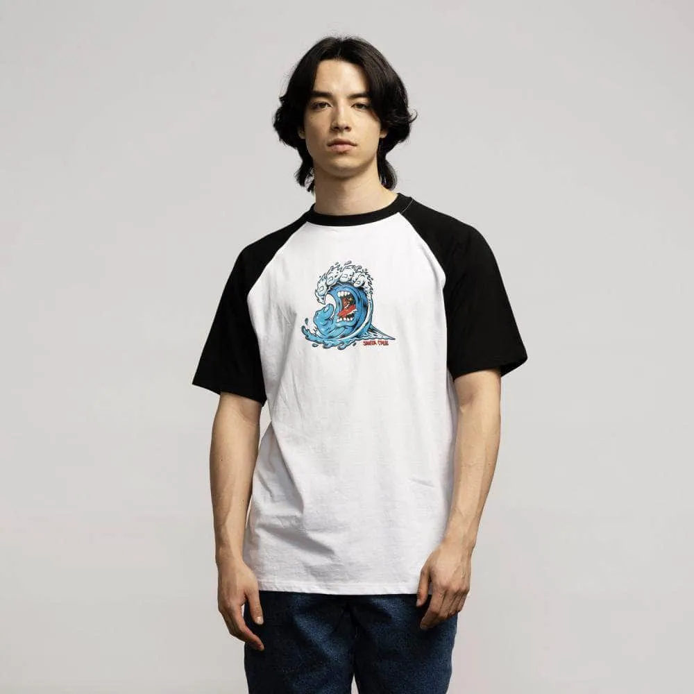 Santa Cruz Screaming Wave Front Raglan T-shirt White / Black