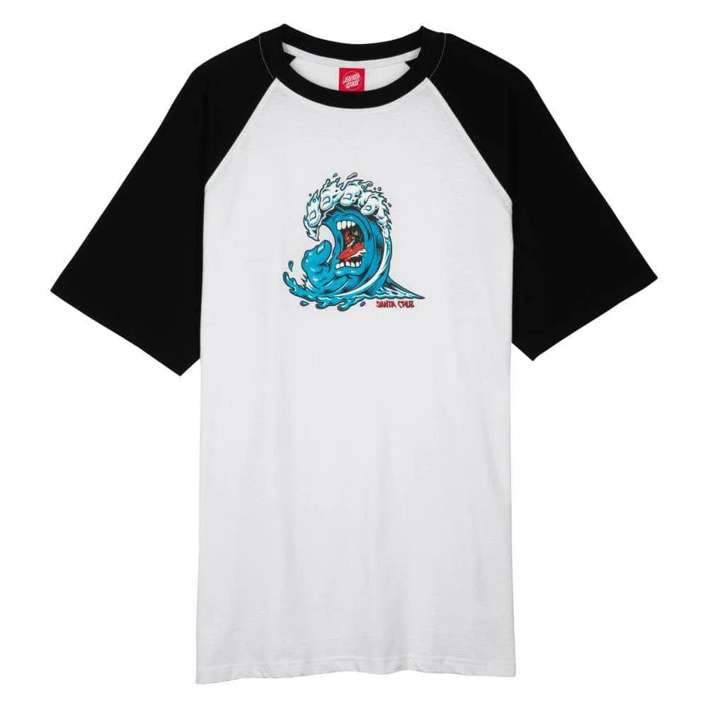 Santa Cruz Screaming Wave Front Raglan T-shirt White / Black