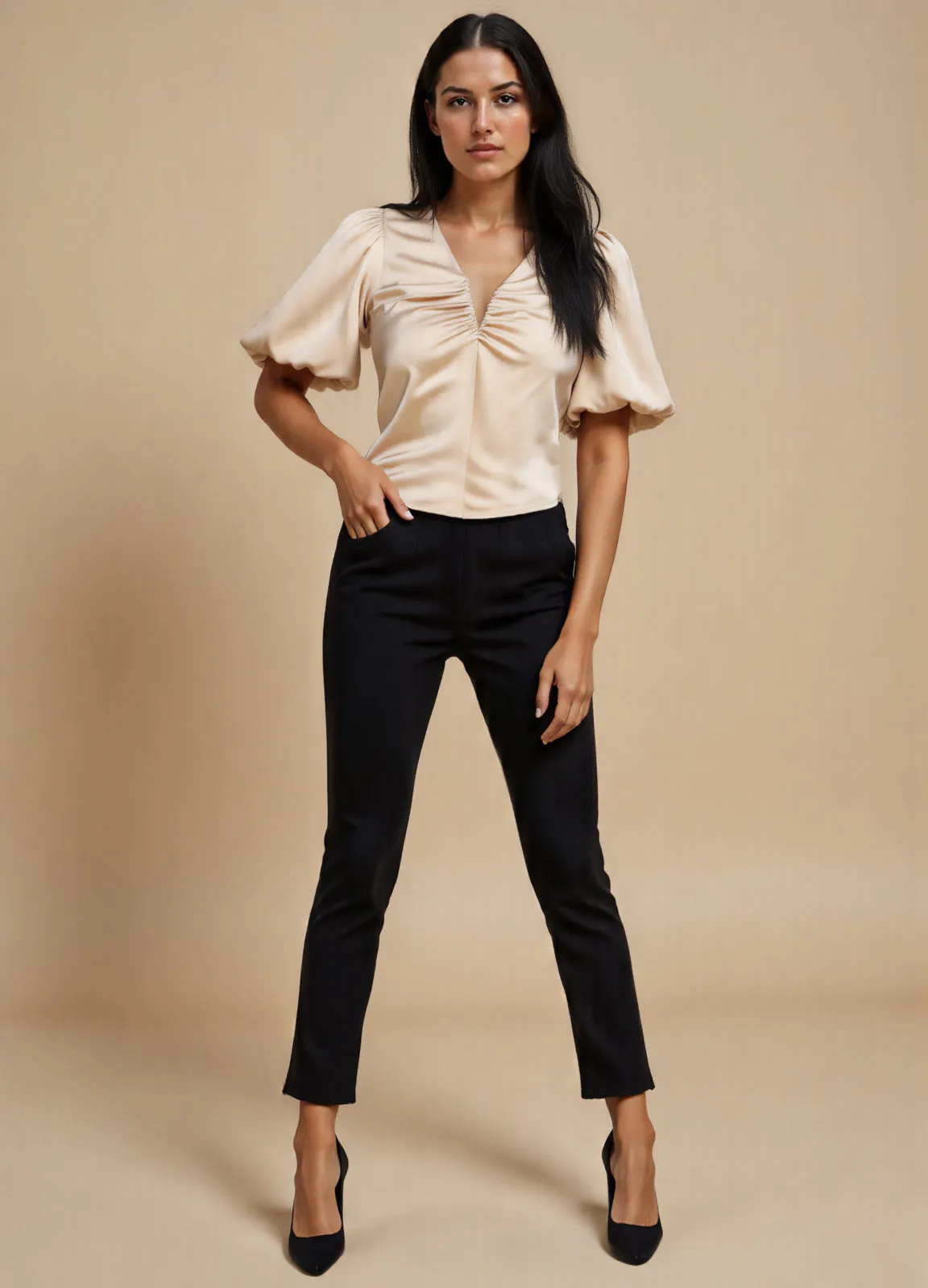 Satin V Neck Blouse