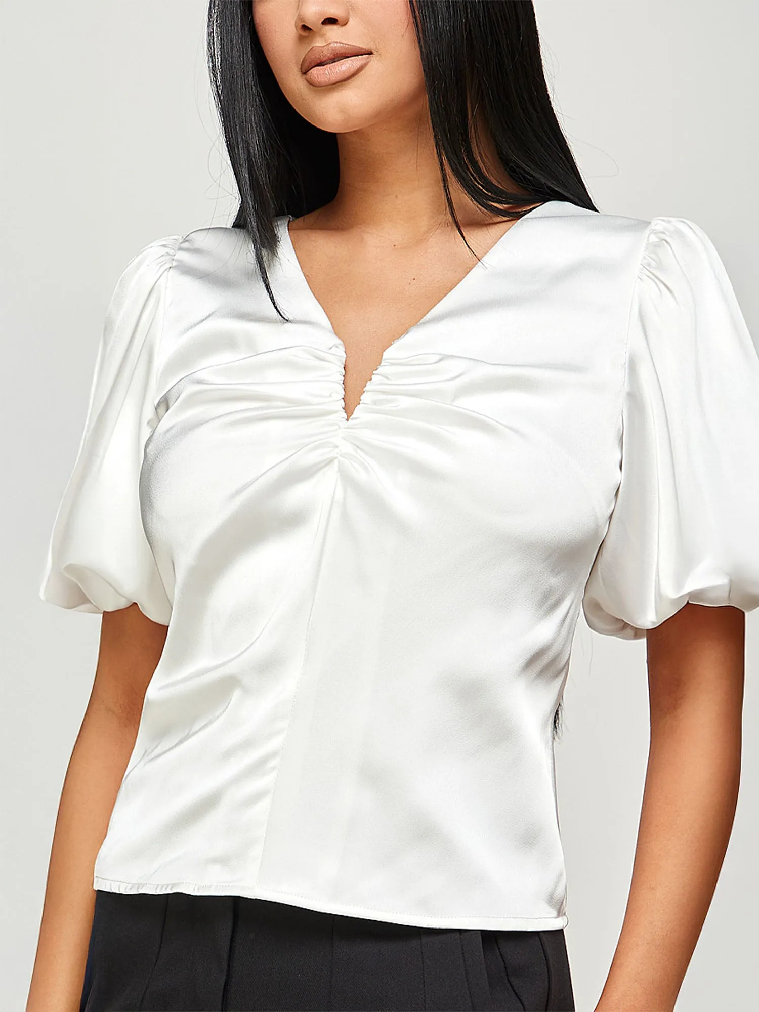 Satin V Neck Blouse