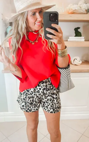 Seeing Red Mock Neck Pullover