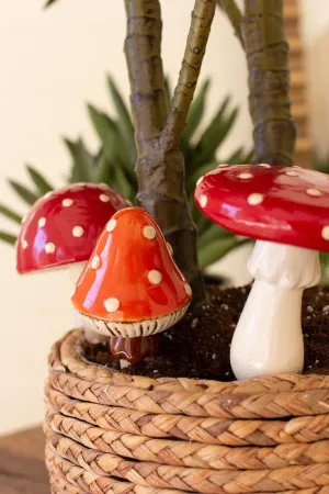 Set of 3 Ceramic Mushroom Plant Sticks (Pack of 2)