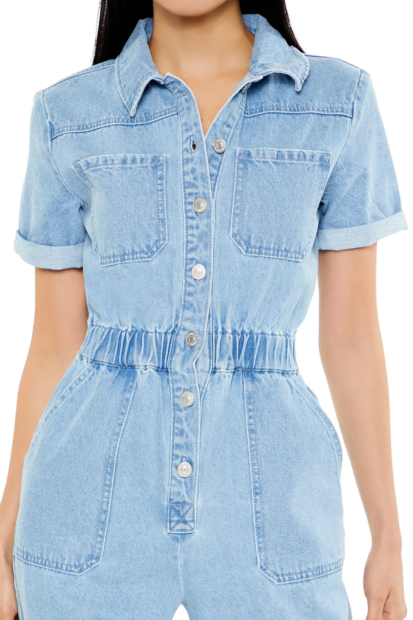 Short Sleeve Jumpsuit - Denim