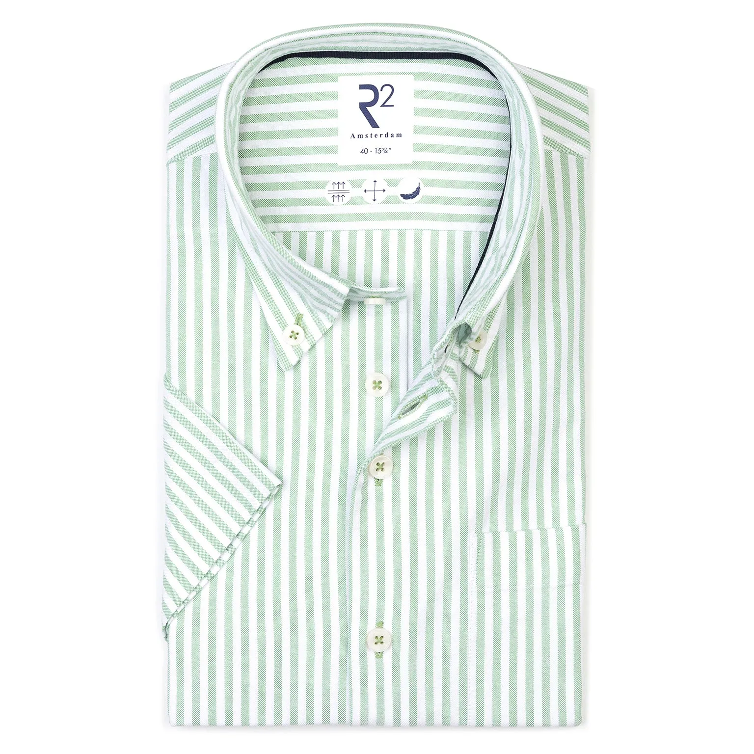 Short-sleeve striped oxford cotton shirt