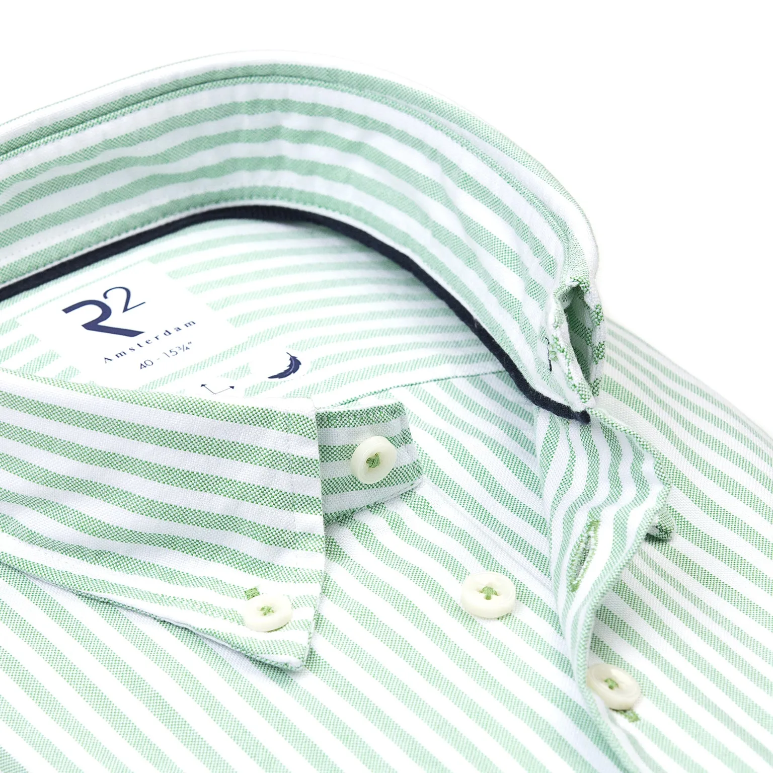 Short-sleeve striped oxford cotton shirt