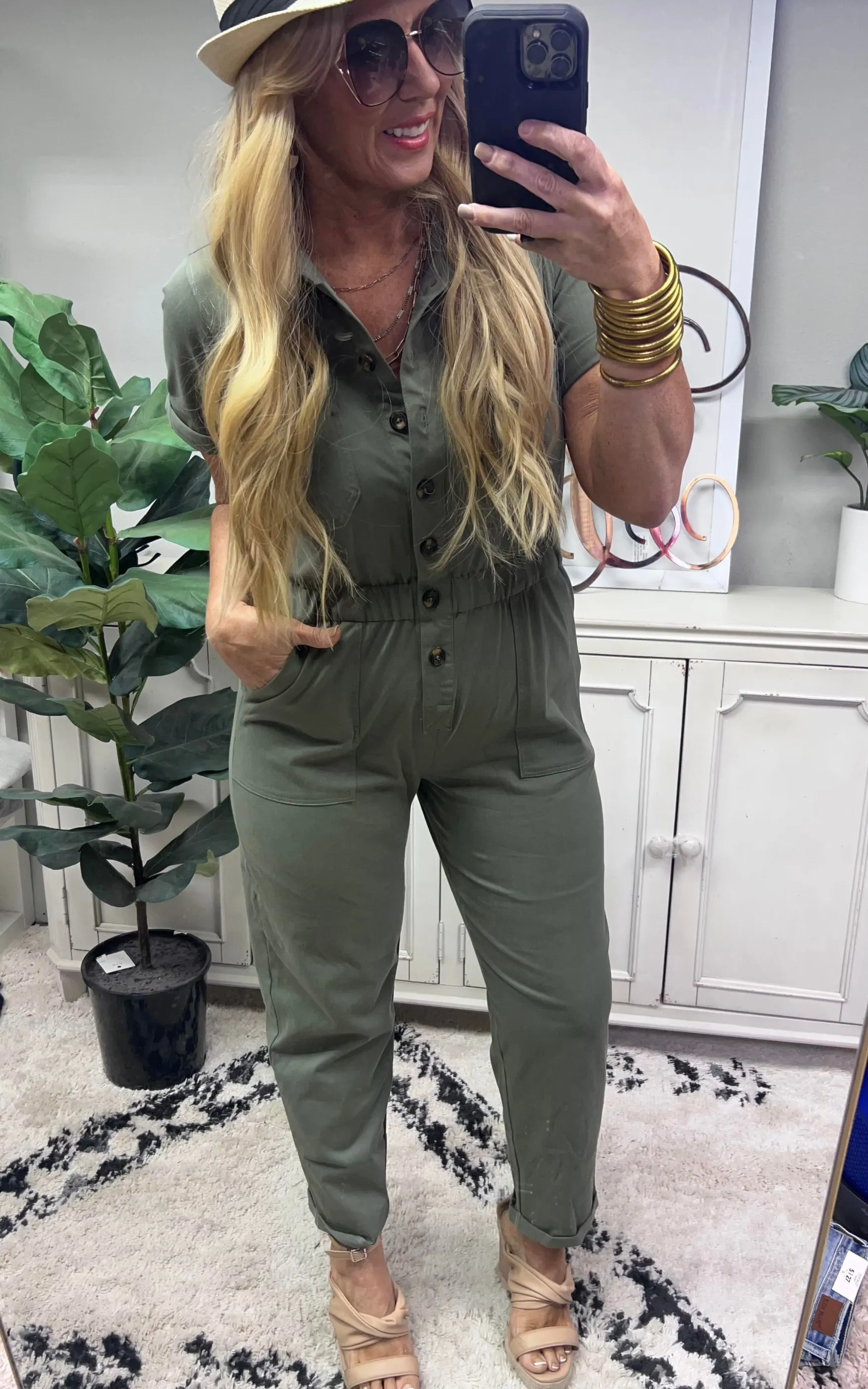 Short Sleeve Utility Style Jumpsuit  by Mono B - Final Sale