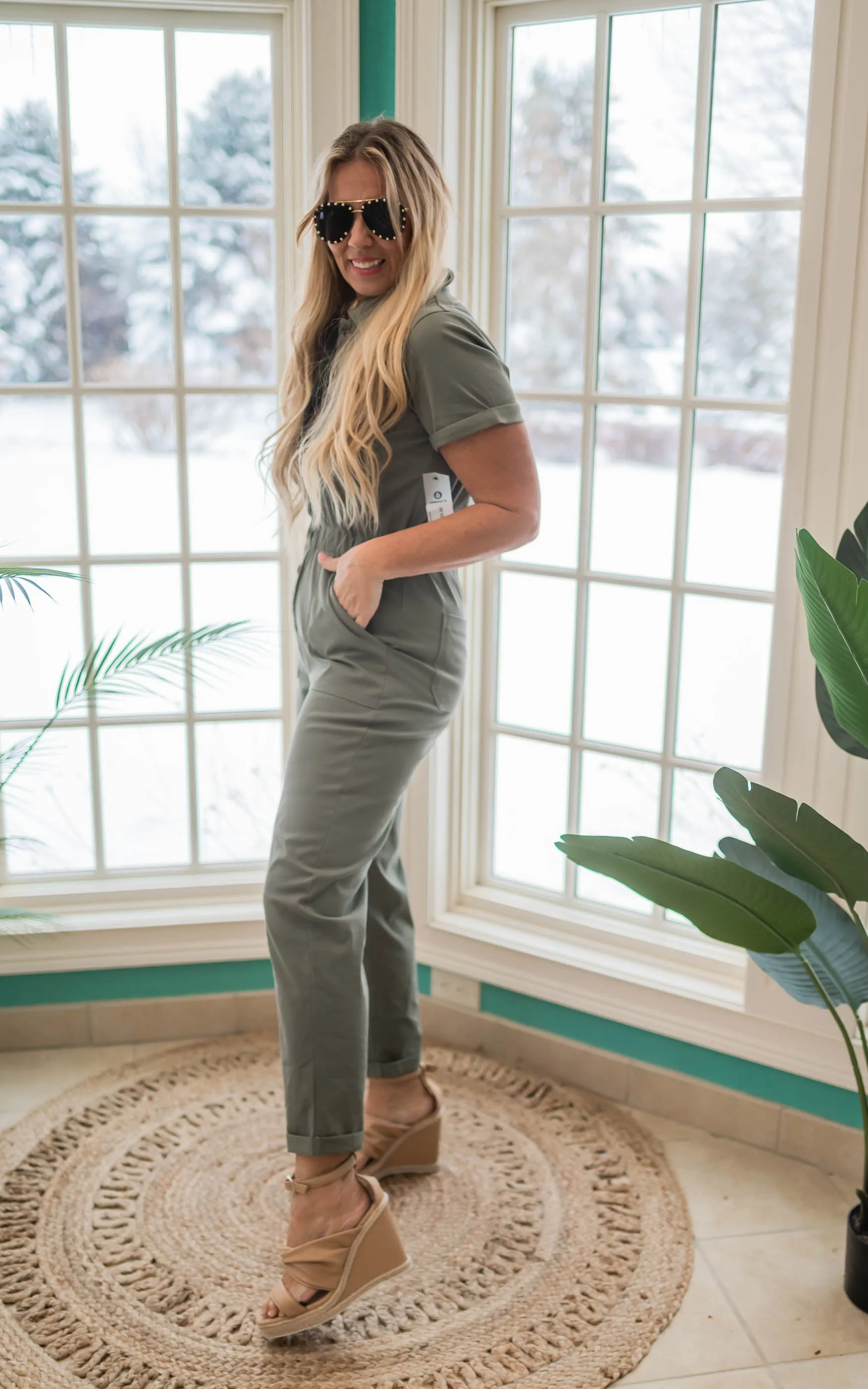 Short Sleeve Utility Style Jumpsuit  by Mono B - Final Sale