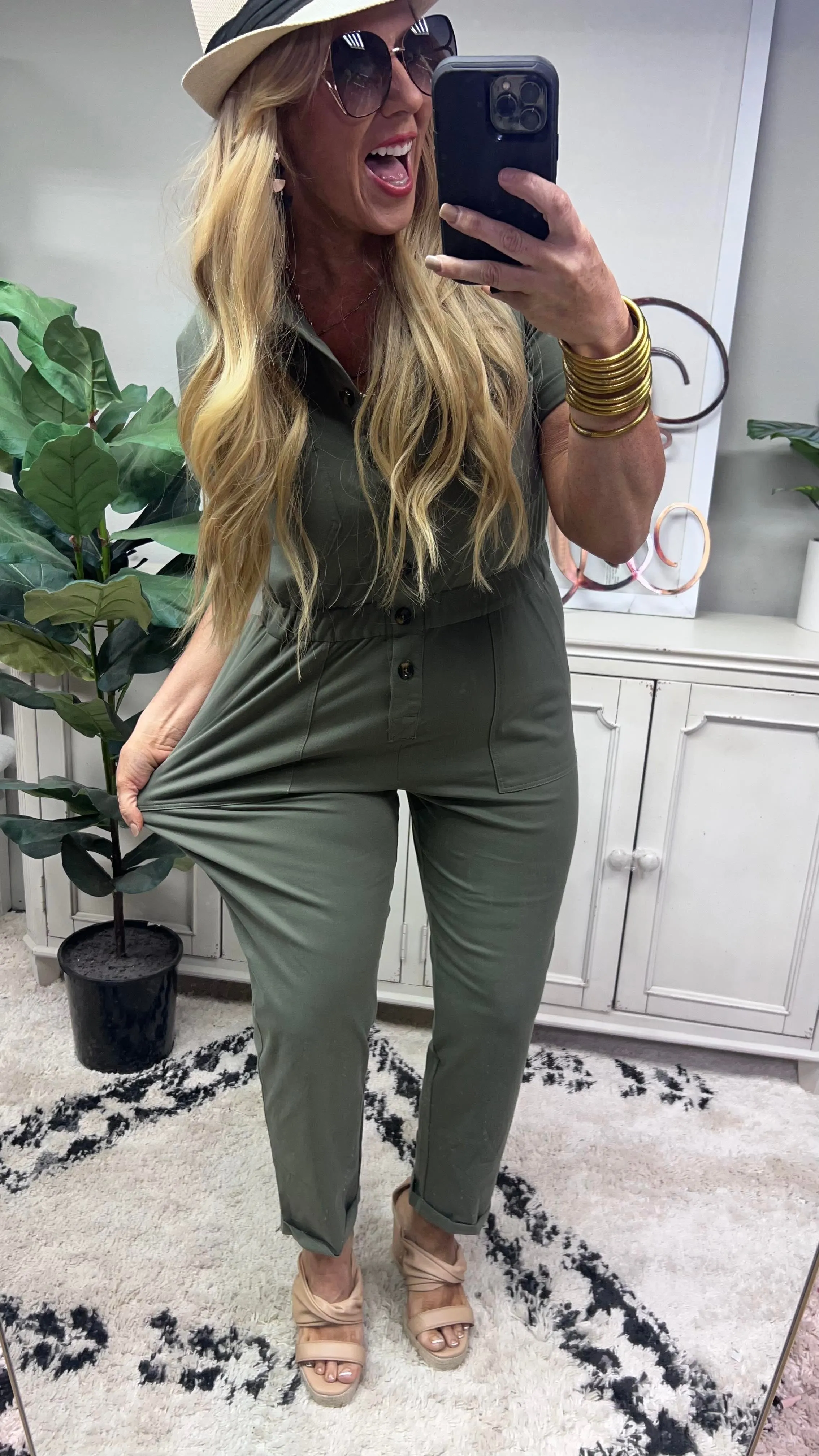 Short Sleeve Utility Style Jumpsuit  by Mono B - Final Sale