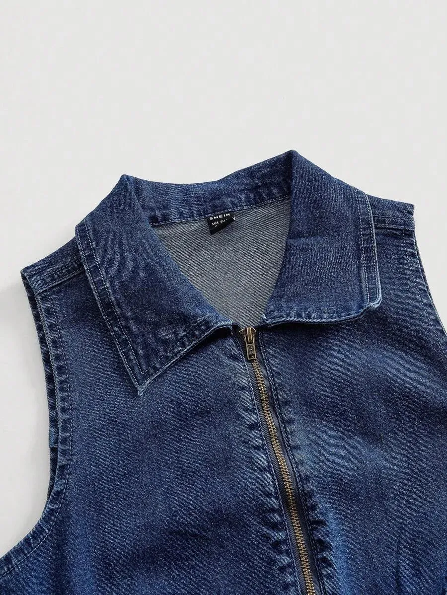 Silvia Elegant Denim Shirt – High Waist Skinny Fit – Blue