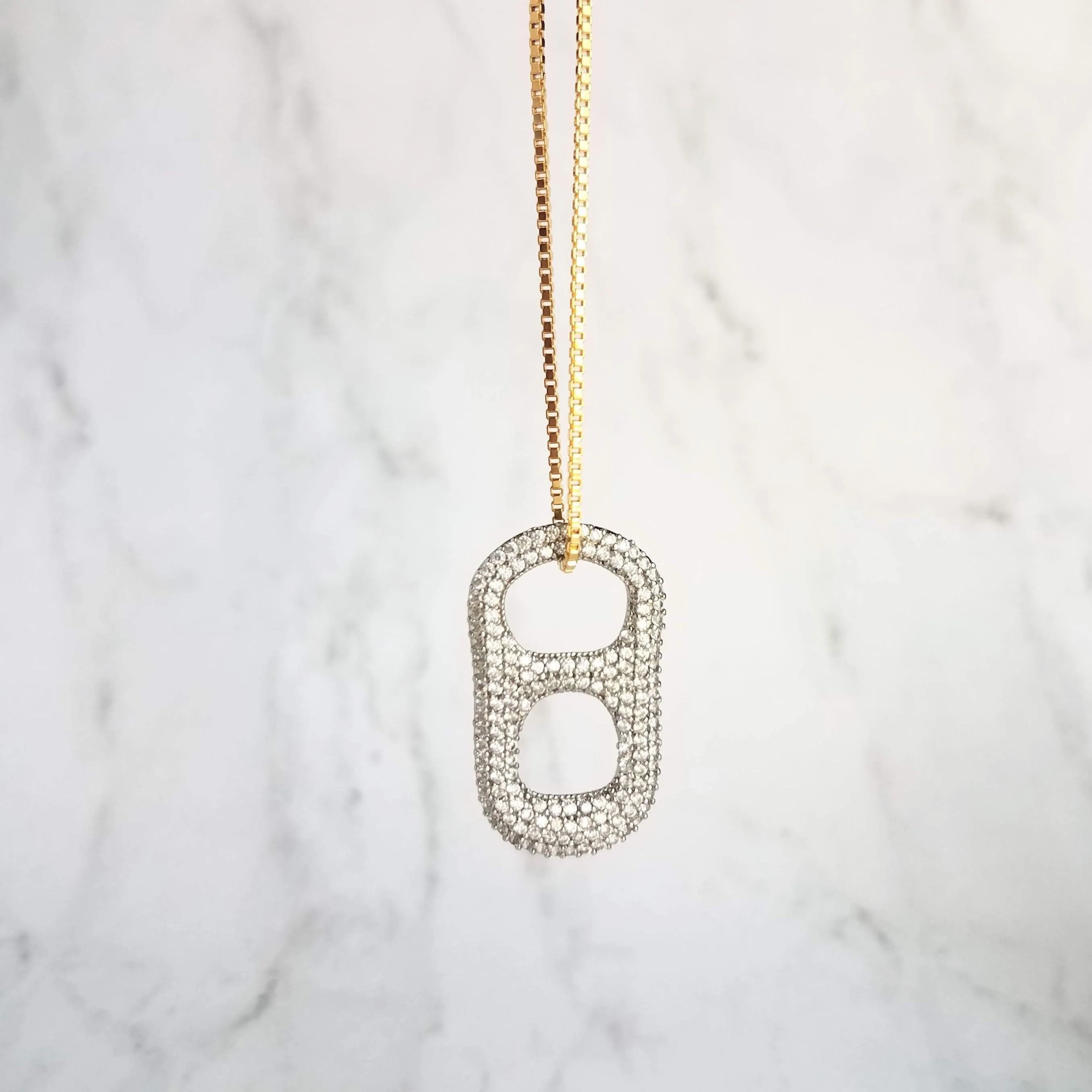 Soda Pop Tab Necklace, crystal tag necklace, soda pendant, pop necklace, soda pull tab necklace, silver soda tab, gold pop tab, diamond tab