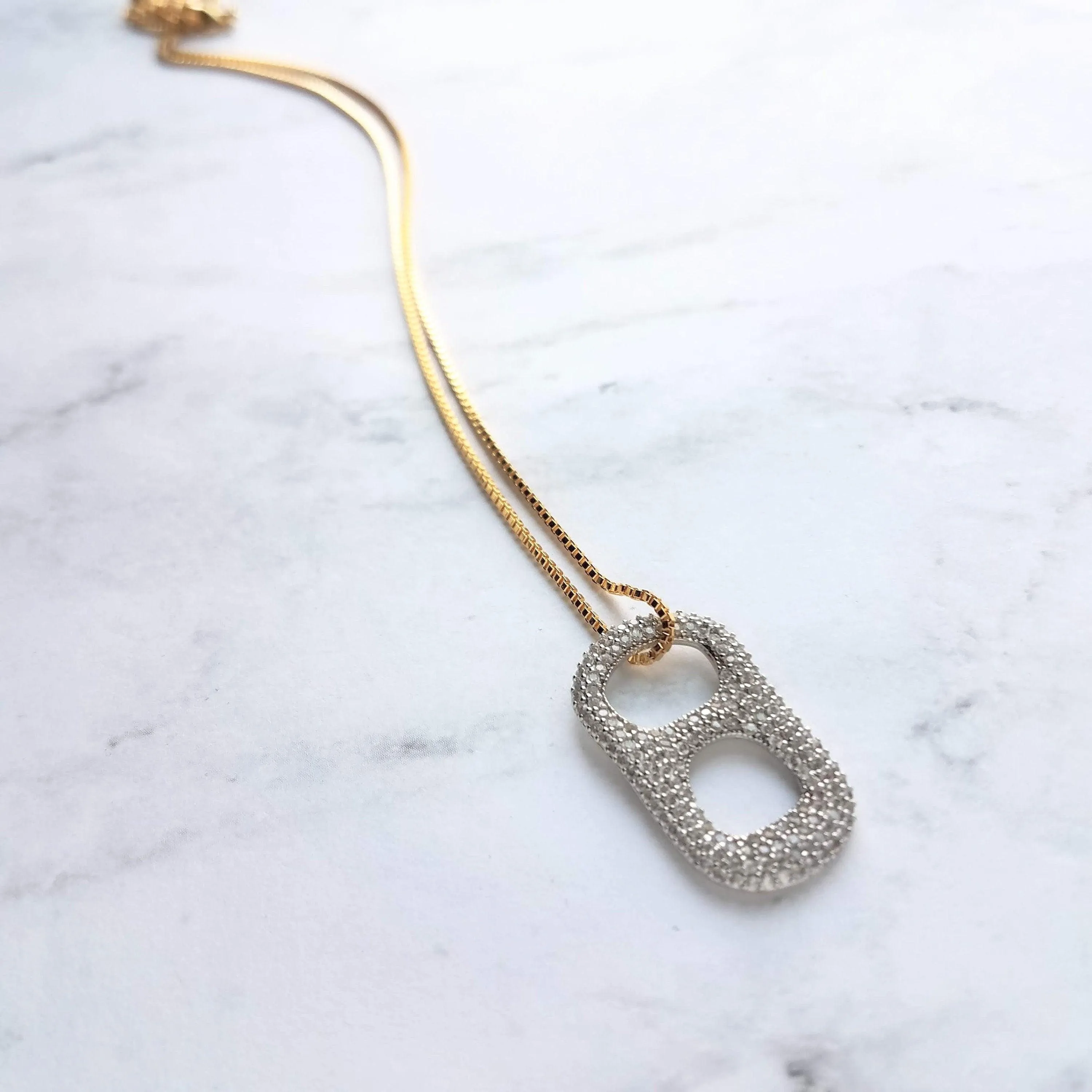 Soda Pop Tab Necklace, crystal tag necklace, soda pendant, pop necklace, soda pull tab necklace, silver soda tab, gold pop tab, diamond tab