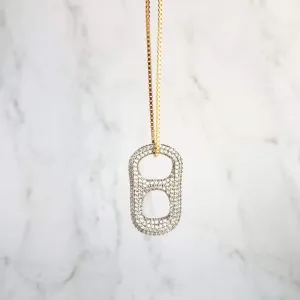 Soda Pop Tab Necklace, crystal tag necklace, soda pendant, pop necklace, soda pull tab necklace, silver soda tab, gold pop tab, diamond tab