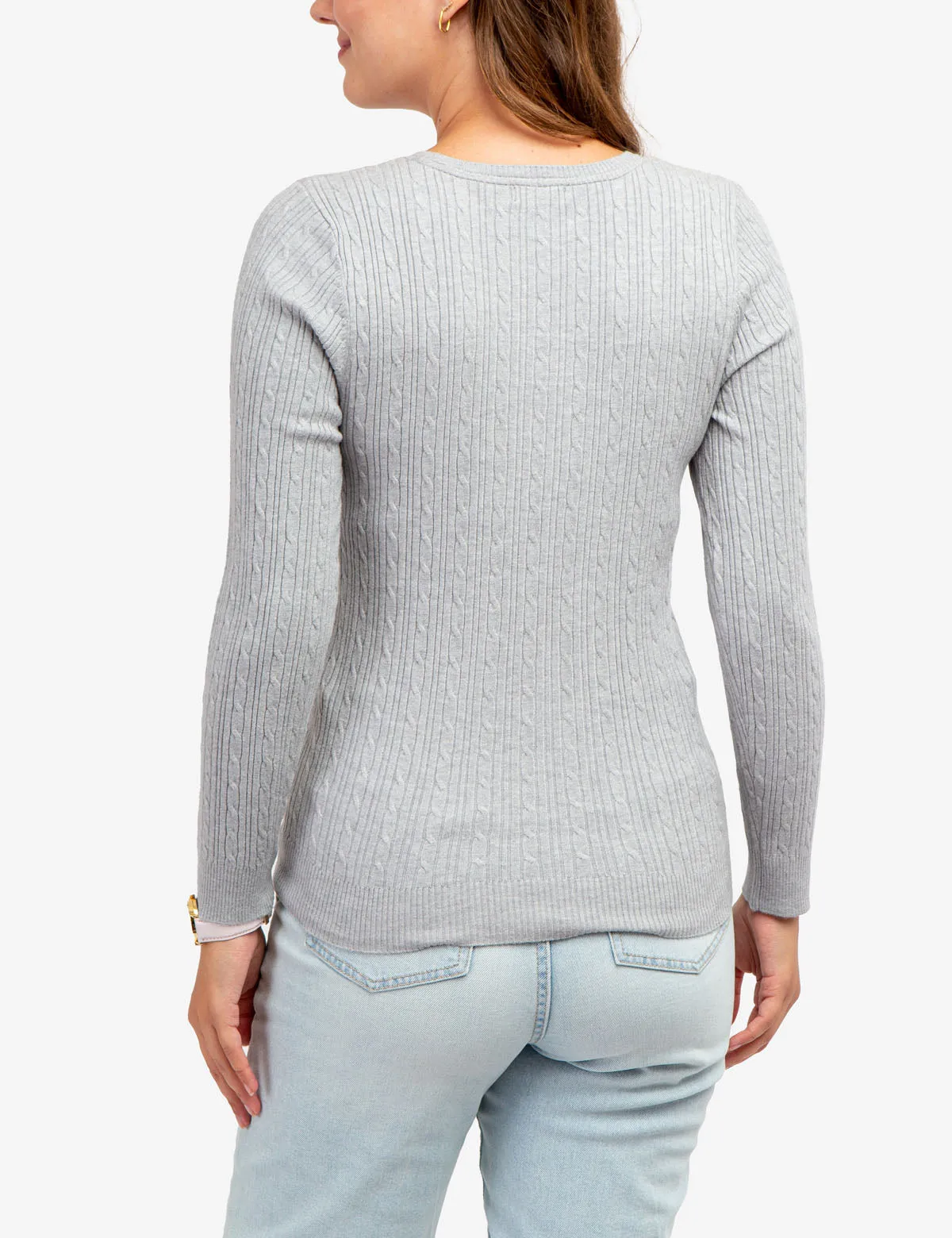 SOFT CABLE V-NECK SWEATER