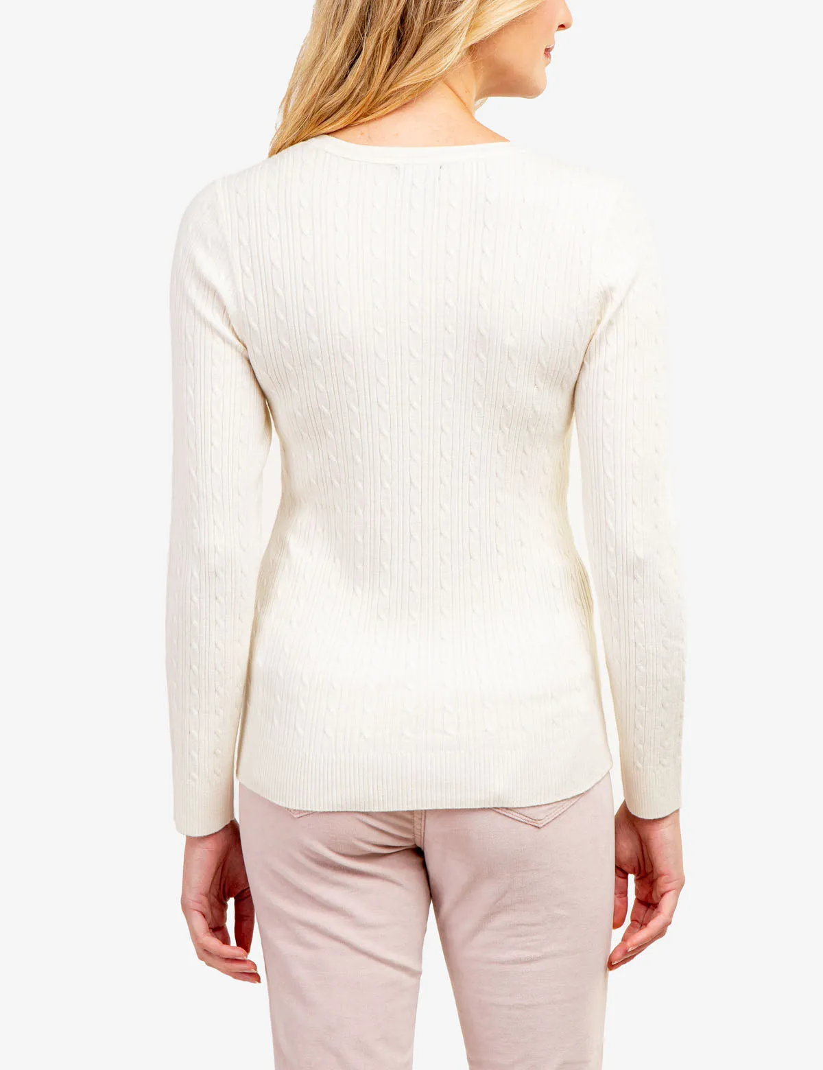SOFT CABLE V-NECK SWEATER