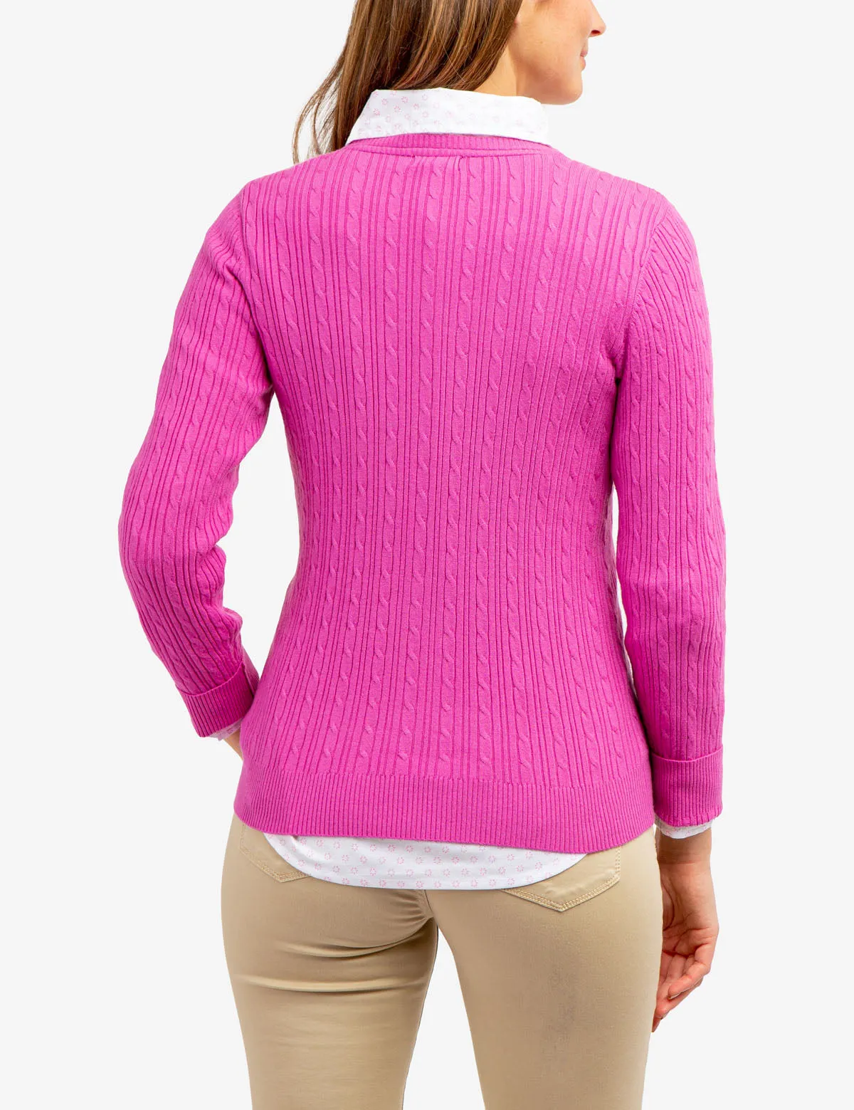 SOFT CABLE V-NECK SWEATER