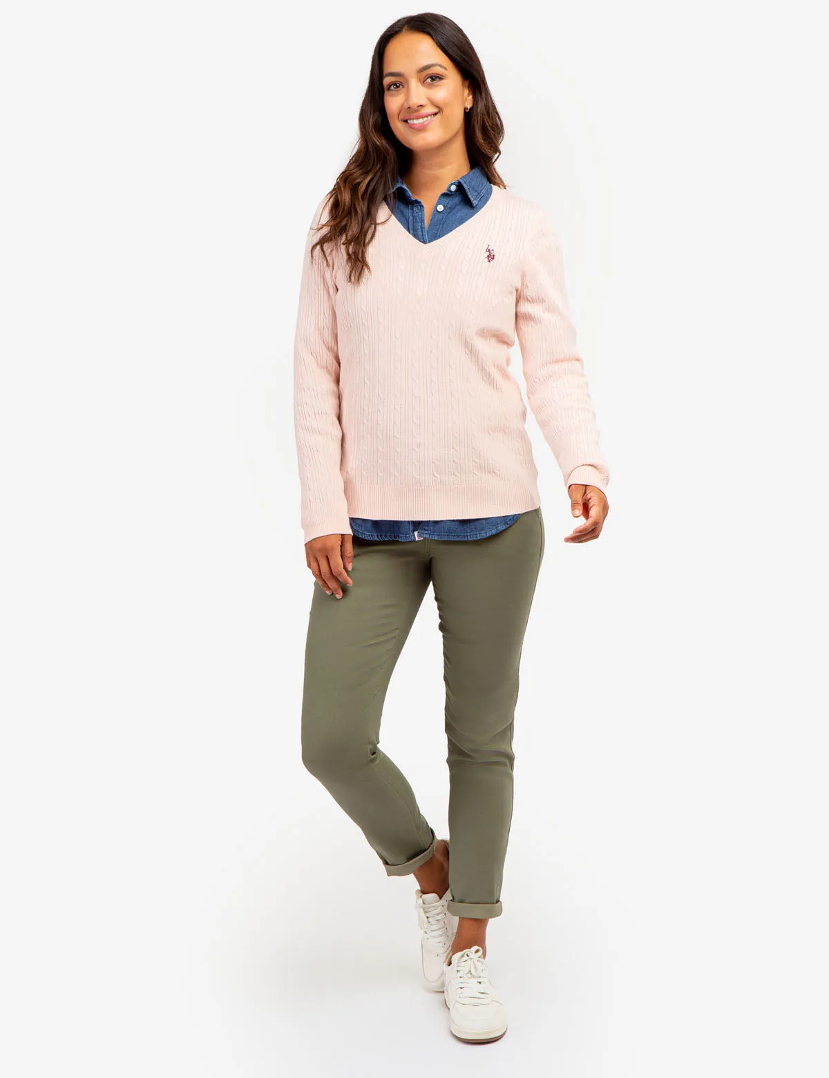 SOFT CABLE V-NECK SWEATER