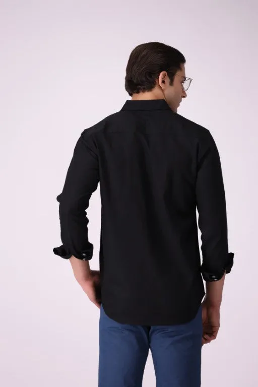 Solid Black Button-Down Shirt