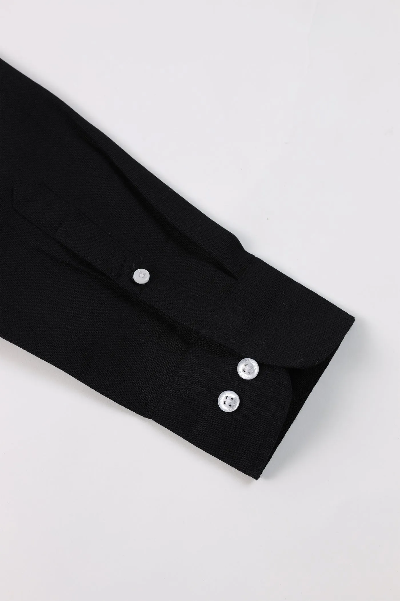 Solid Black Button-Down Shirt