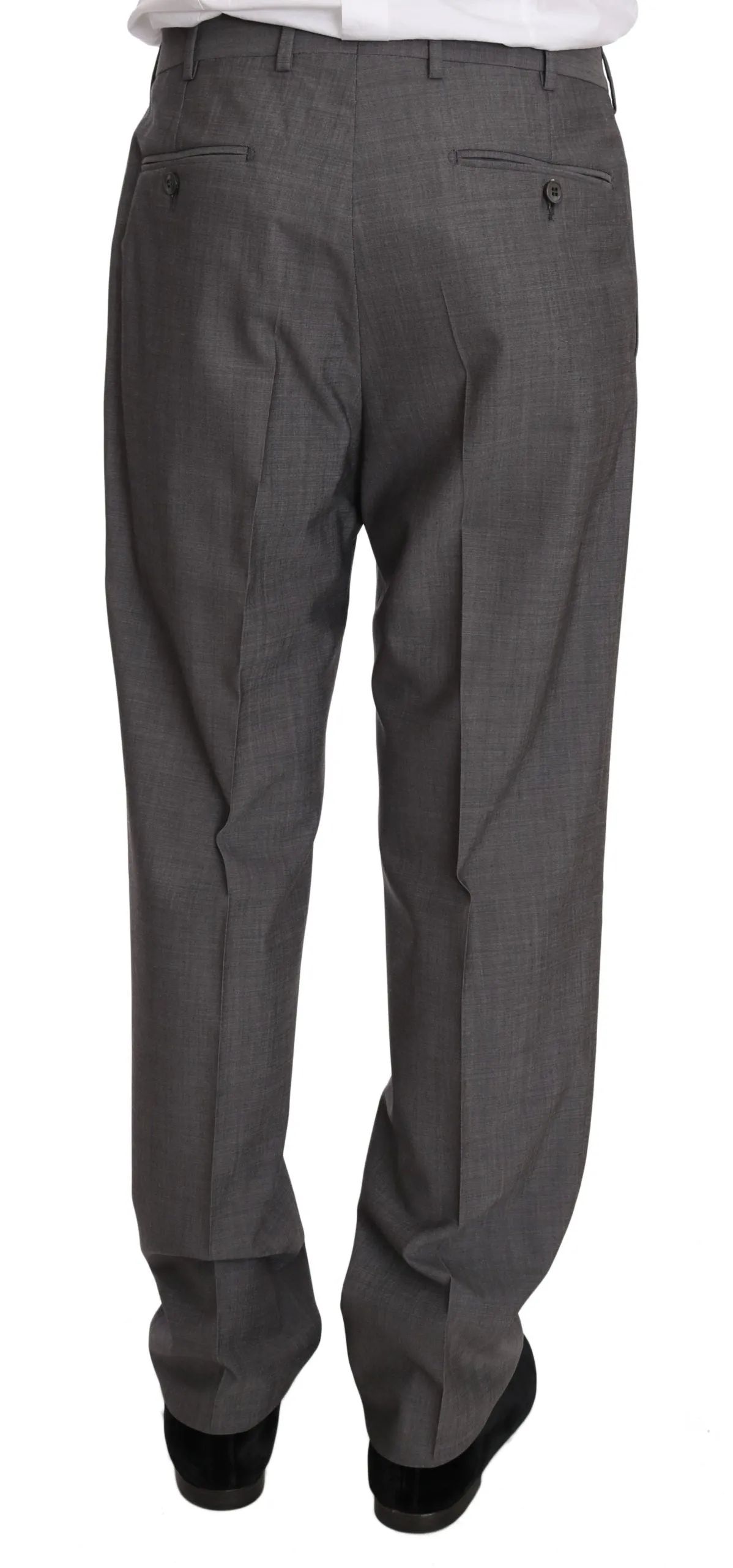 Solid Gray Two Piece 3 Button Wool Suit