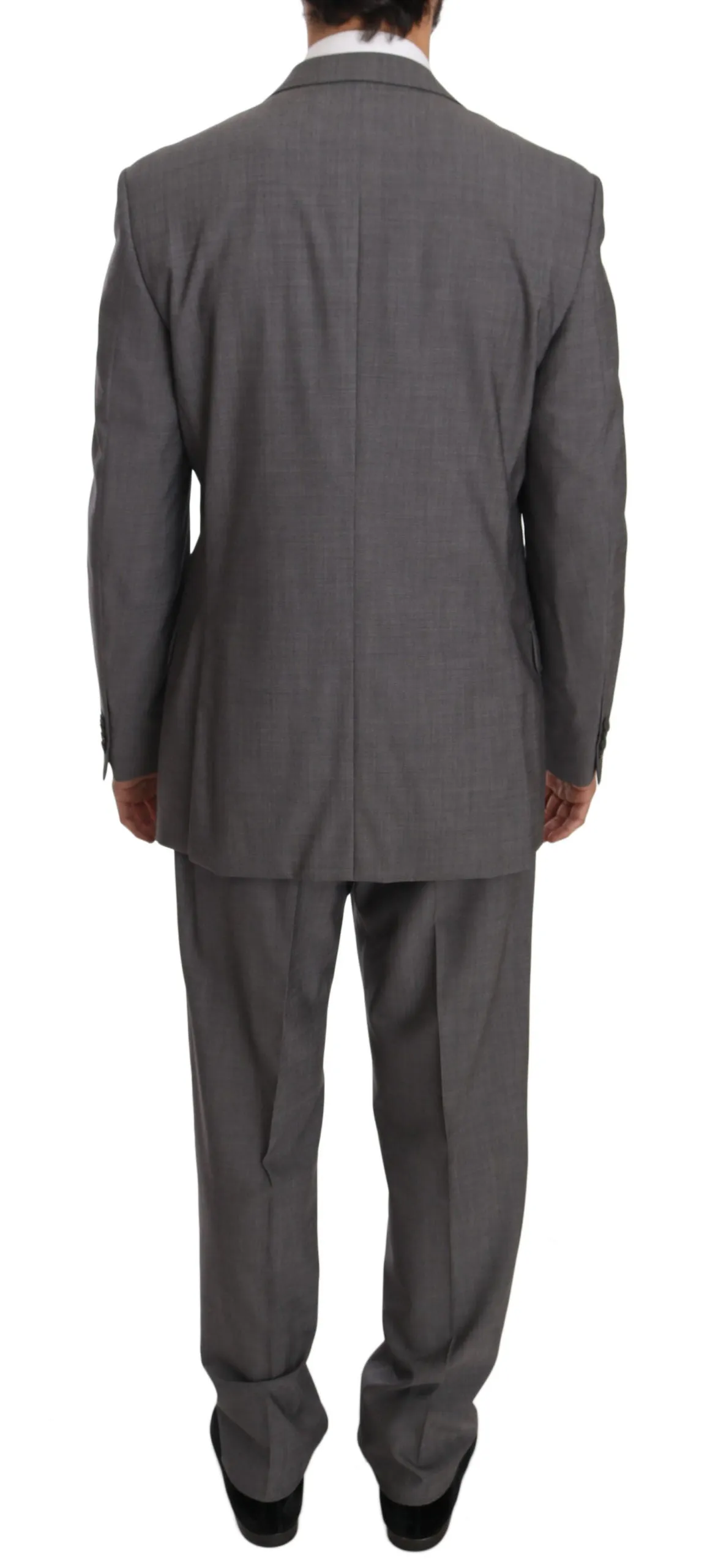 Solid Gray Two Piece 3 Button Wool Suit