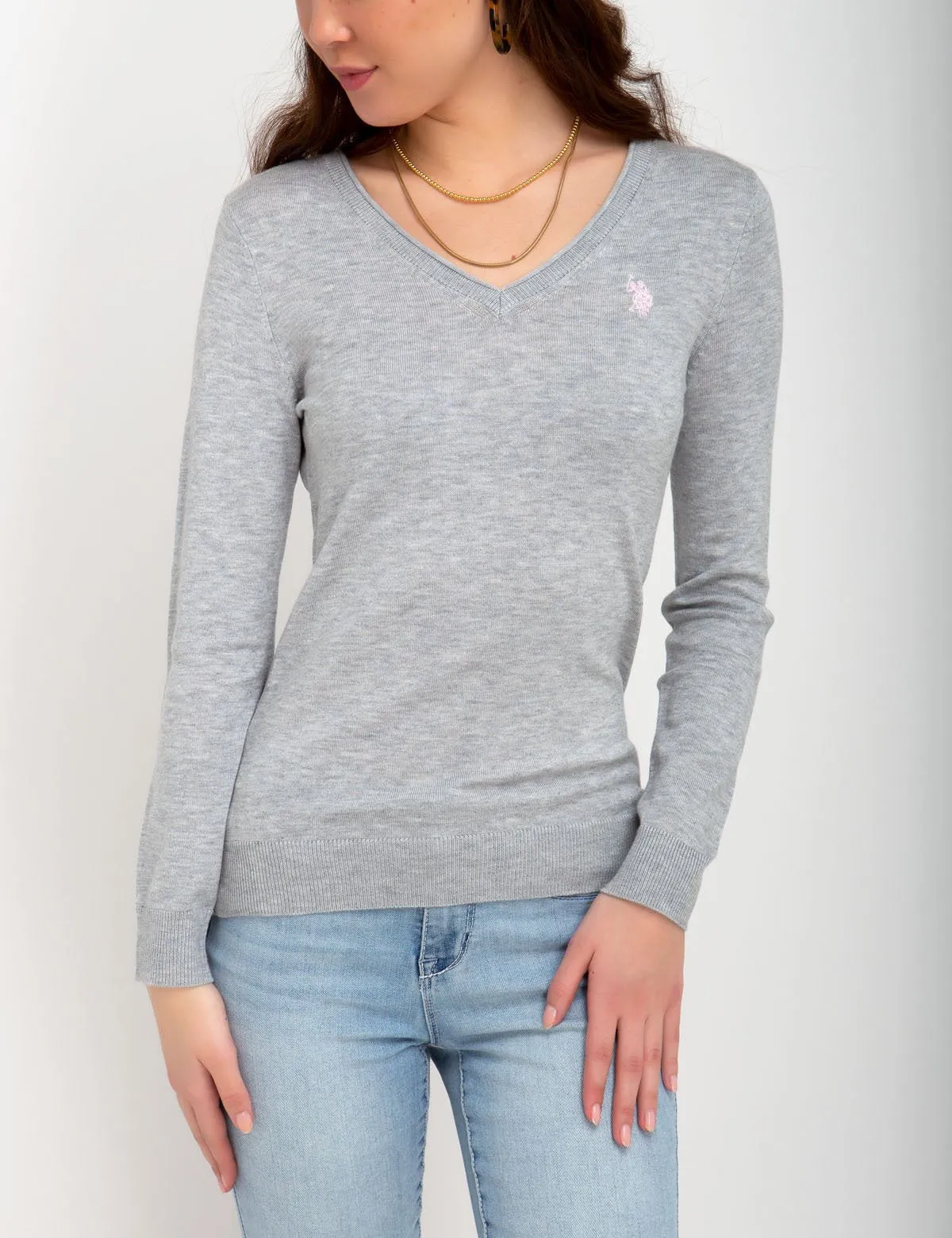SOLID V-NECK SWEATER