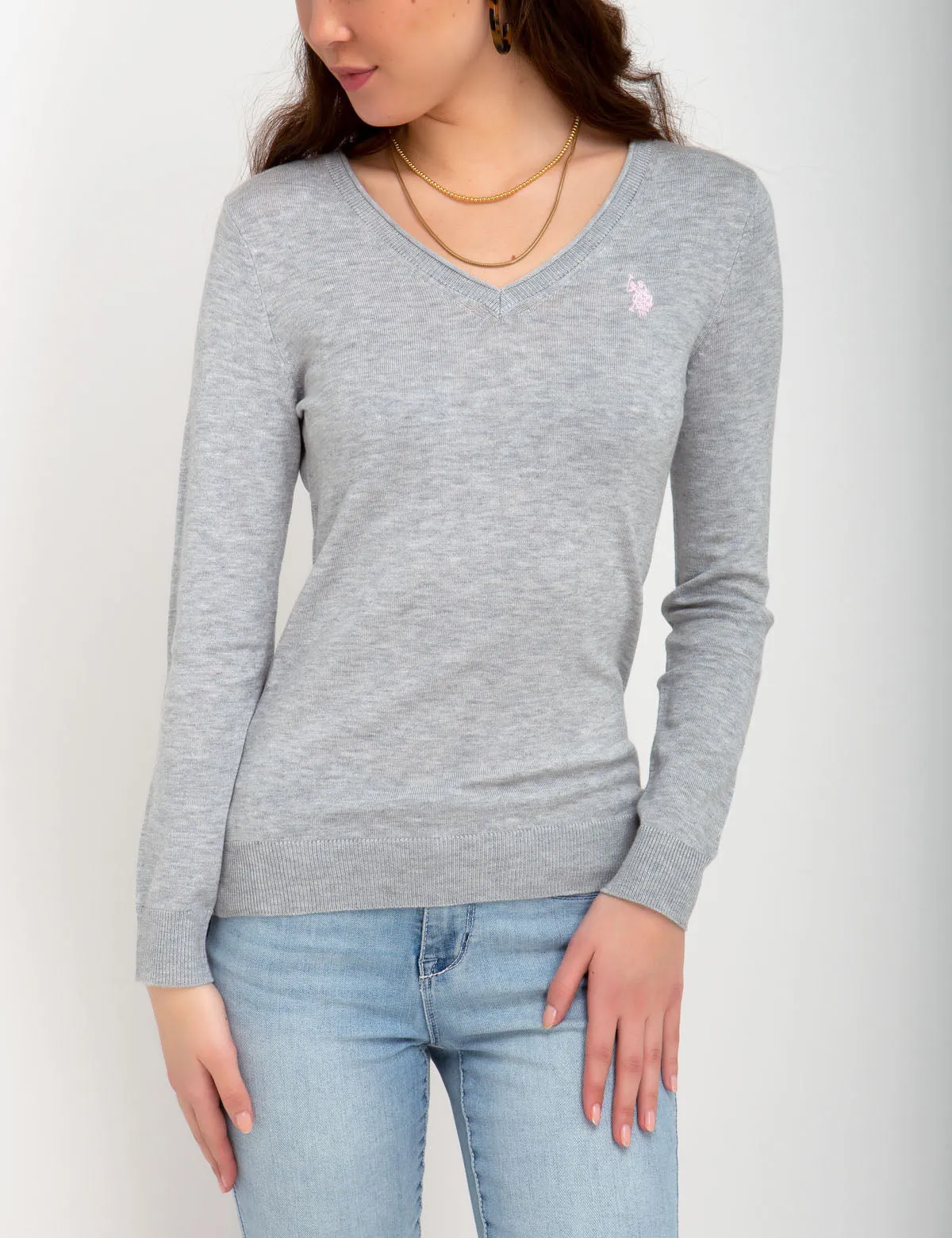 SOLID V-NECK SWEATER