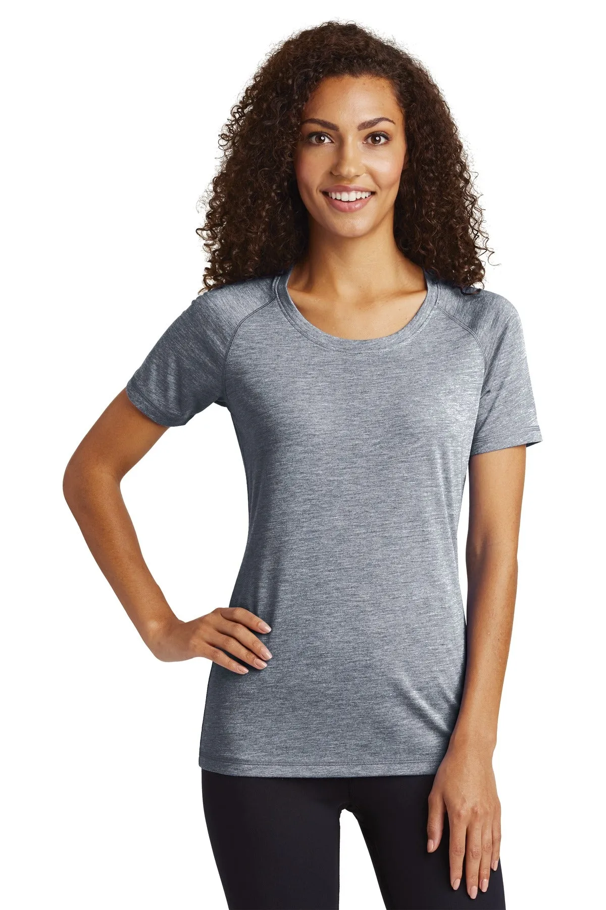 Sport-Tek ¨ Ladies PosiCharge ¨ Tri-Blend Wicking Scoop Neck Raglan Tee. LST400