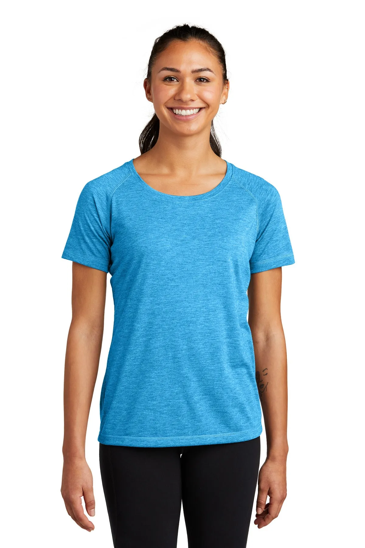 Sport-Tek ¨ Ladies PosiCharge ¨ Tri-Blend Wicking Scoop Neck Raglan Tee. LST400