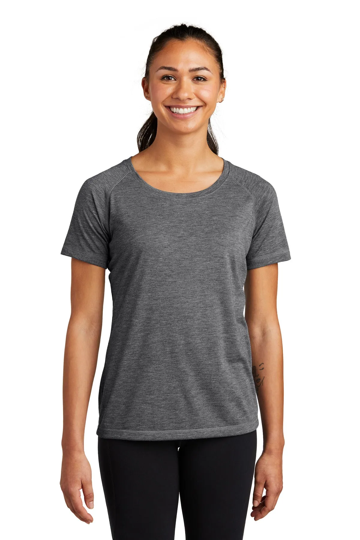 Sport-Tek ¨ Ladies PosiCharge ¨ Tri-Blend Wicking Scoop Neck Raglan Tee. LST400