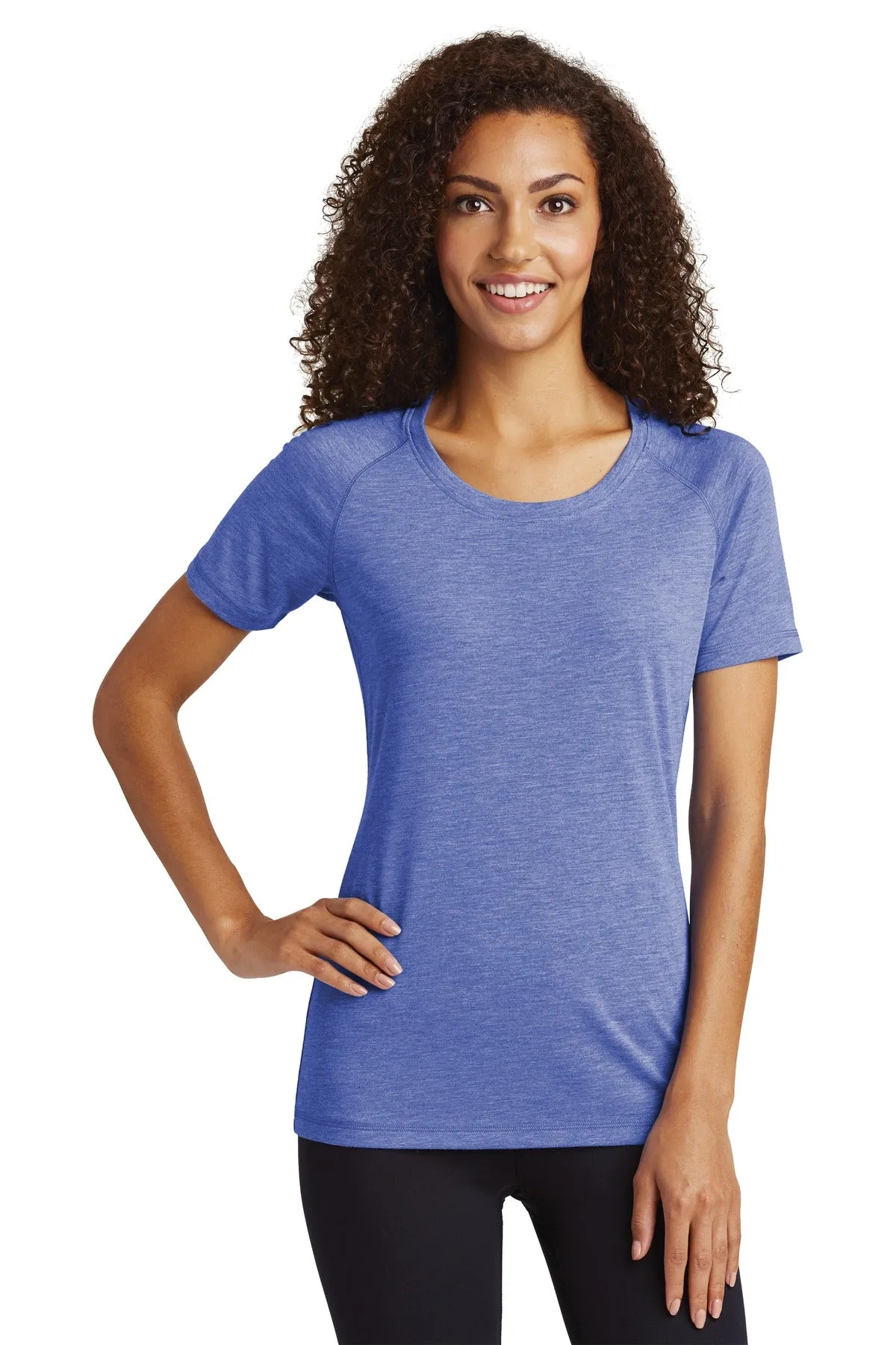 Sport-Tek ¨ Ladies PosiCharge ¨ Tri-Blend Wicking Scoop Neck Raglan Tee. LST400