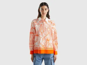 Spread Collar WoMen's Printed Shirt