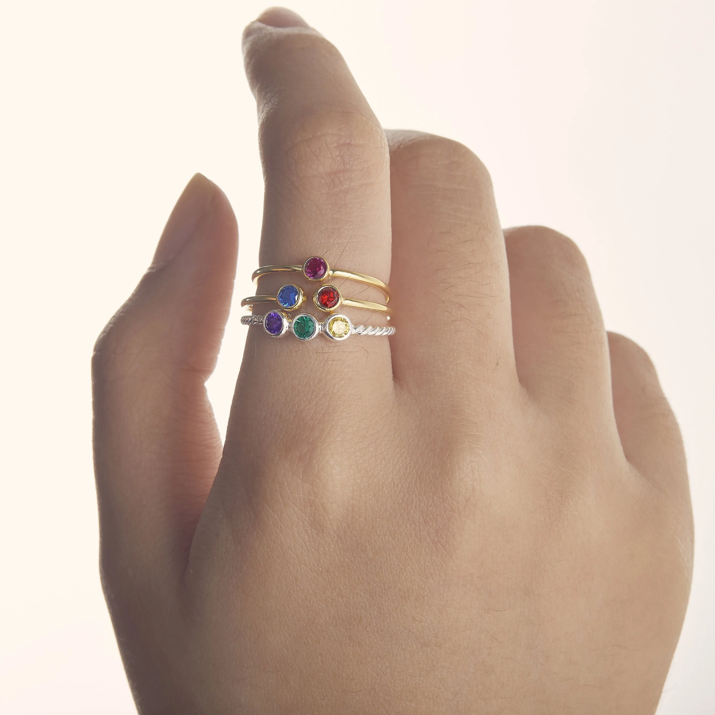 Stacking Ring | Family Ring | Dainty Promise Ring | Stackable Ring | Triple Birthstone Ring | Gemstone Ring | Birthstone Jewelry