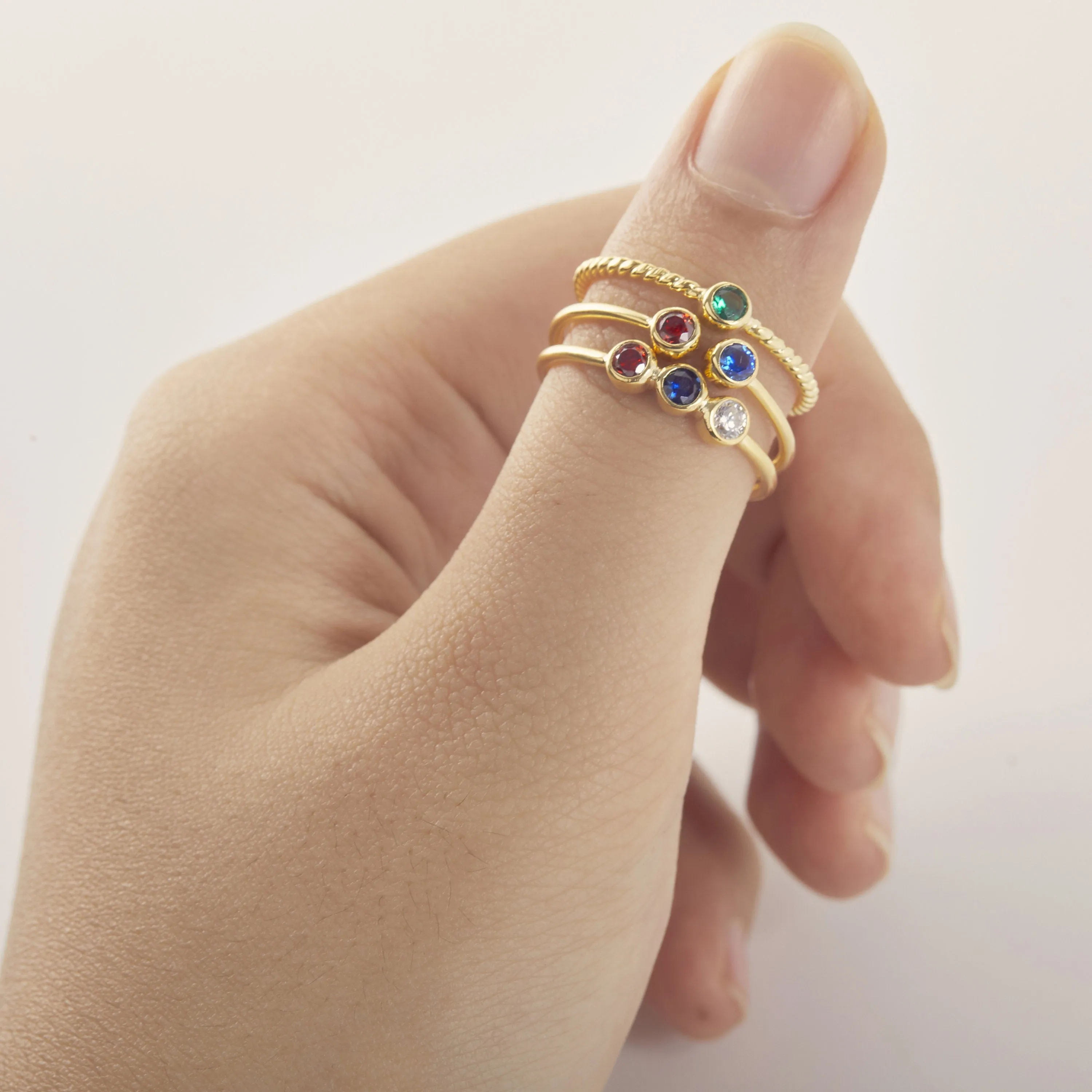 Stacking Ring | Family Ring | Dainty Promise Ring | Stackable Ring | Triple Birthstone Ring | Gemstone Ring | Birthstone Jewelry