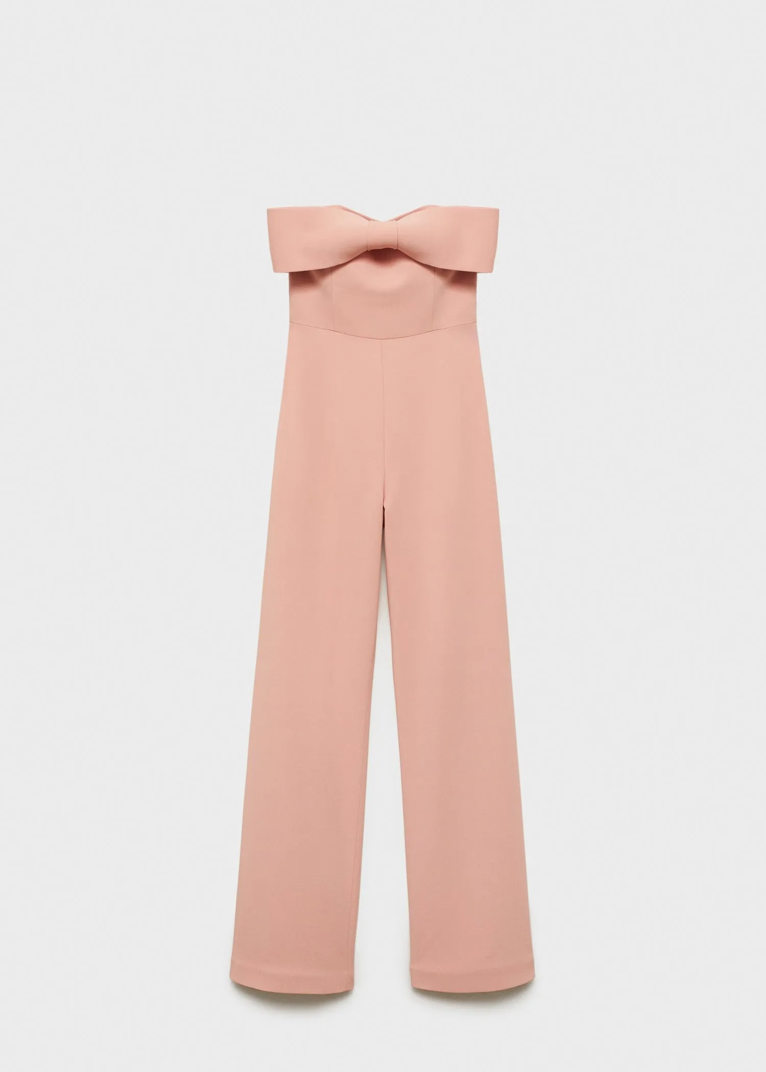 Strapless jumpsuit with bow neckline
