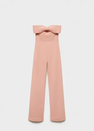 Strapless jumpsuit with bow neckline