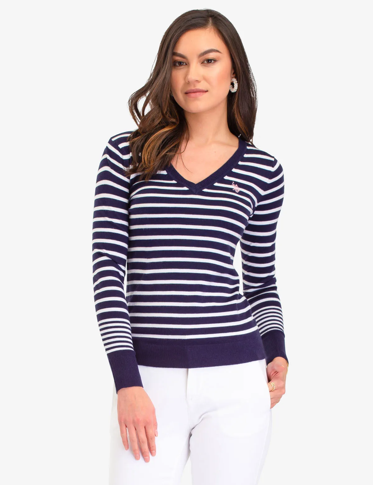 STRIPED V-NECK SWEATER