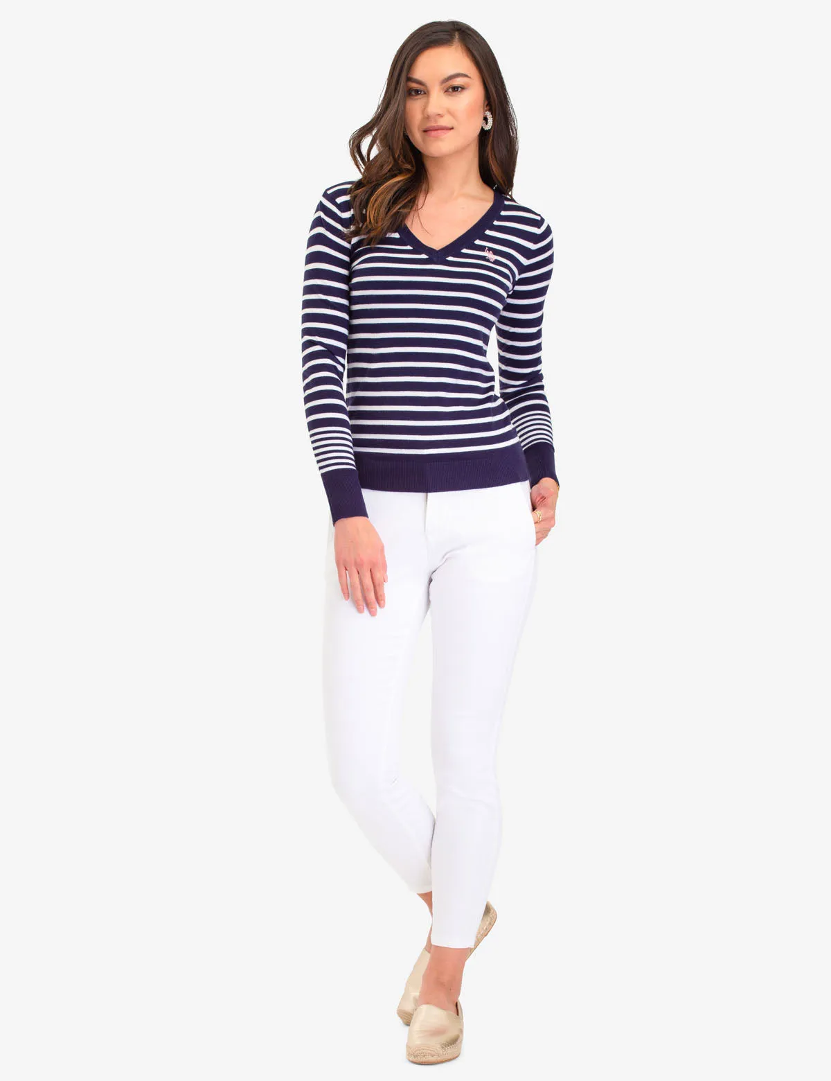 STRIPED V-NECK SWEATER