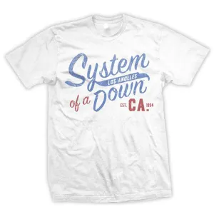 System Of A Down Script Logo WHITE Los Angeles CA T-Shirt