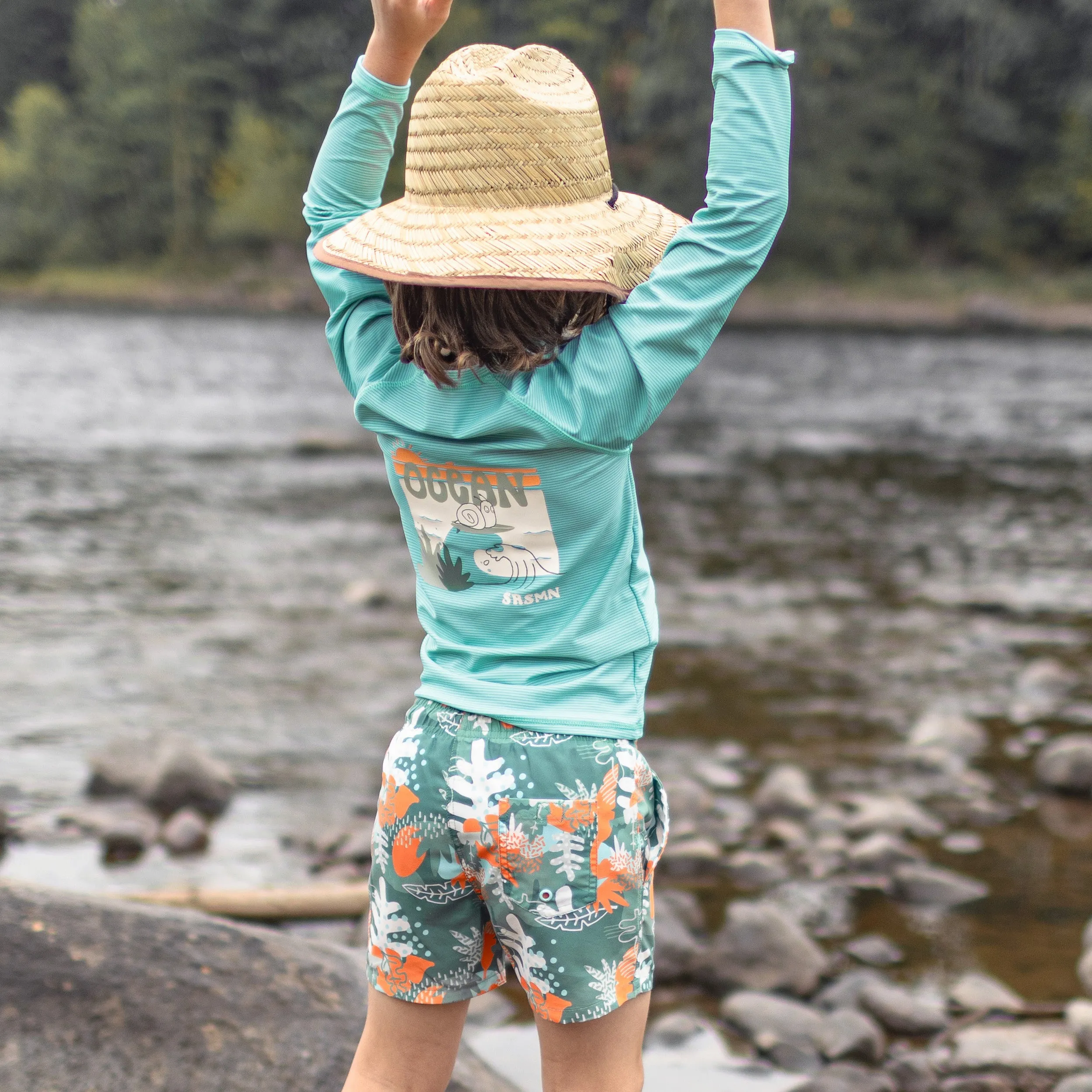 T-shirt de bain à manches longues bleu, enfant || Blue long sleeves swimming t-shirt, child