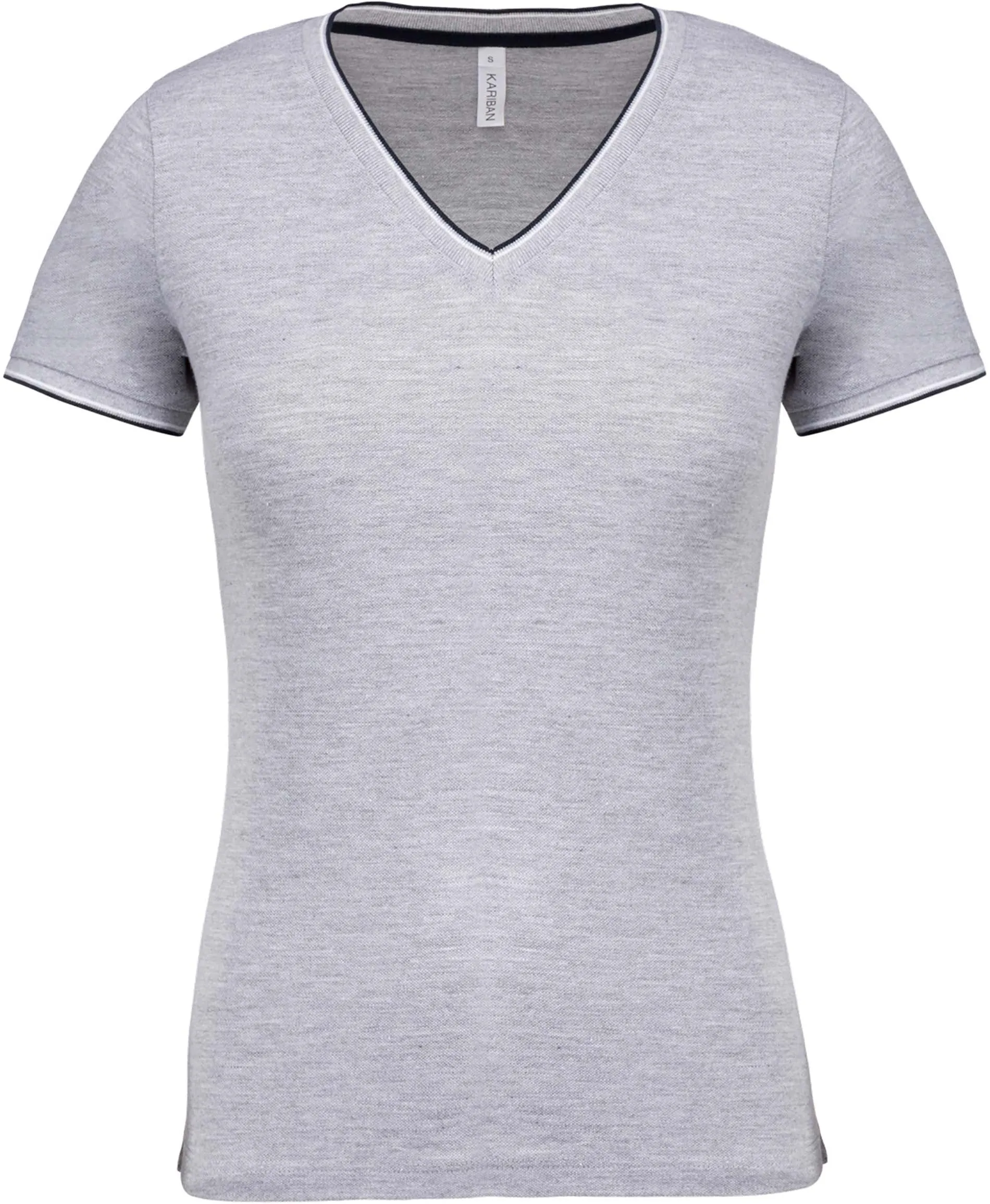 T-shirt de malha piqué de senhora com decote V