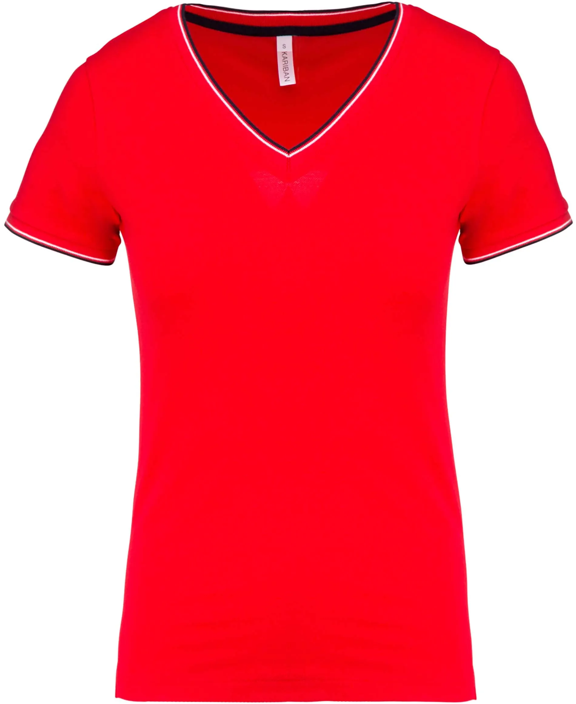 T-shirt de malha piqué de senhora com decote V
