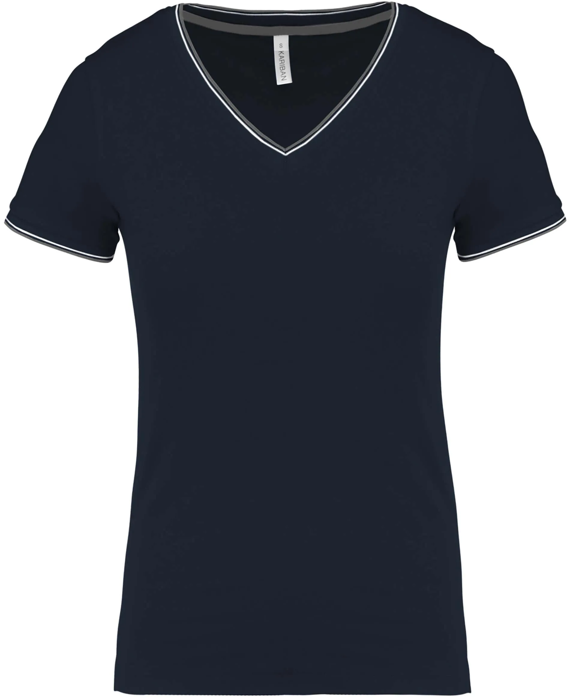 T-shirt de malha piqué de senhora com decote V
