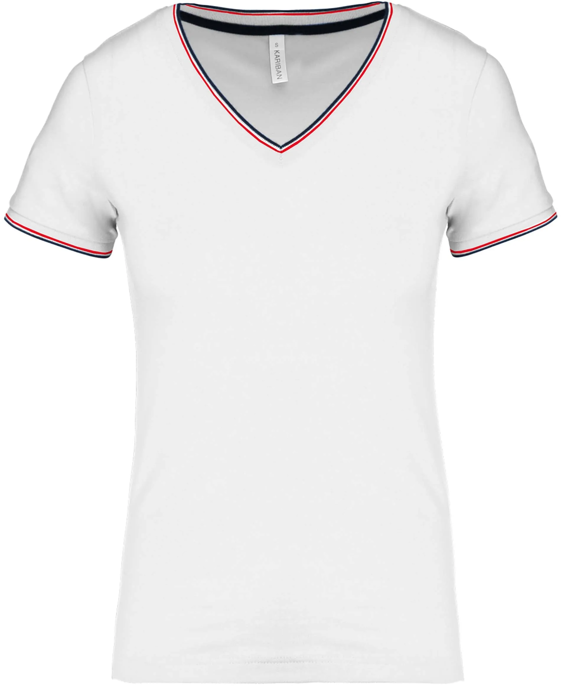 T-shirt de malha piqué de senhora com decote V