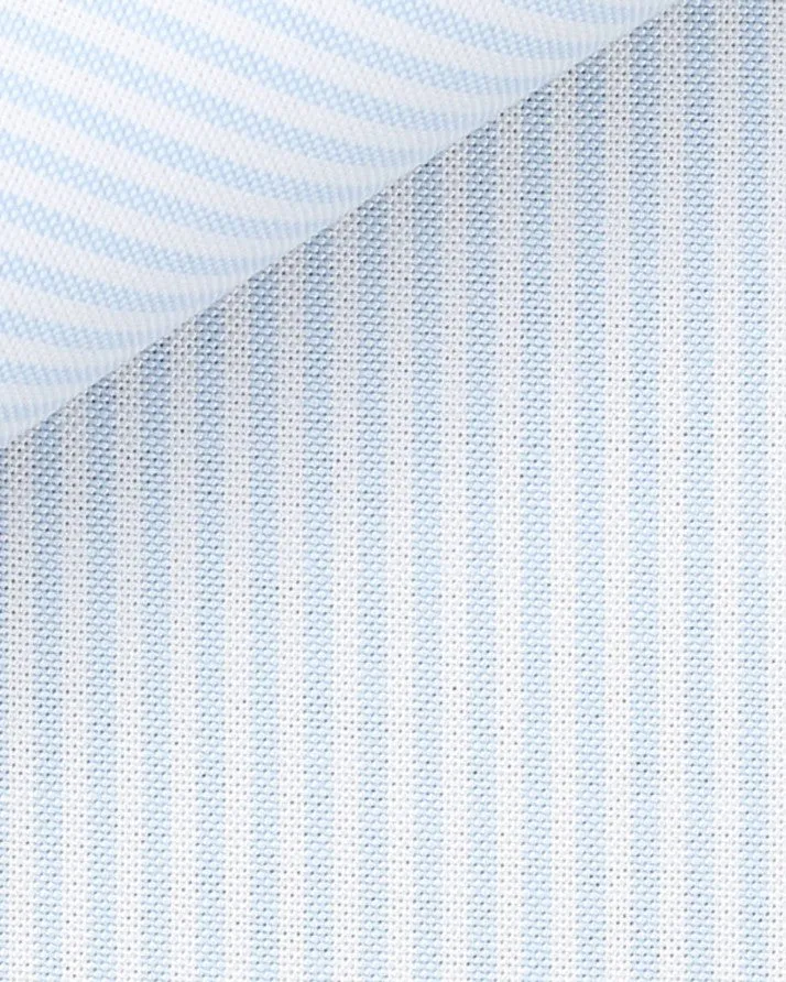 Thomas Mason Light Blue University Stripe American Oxford Cloth