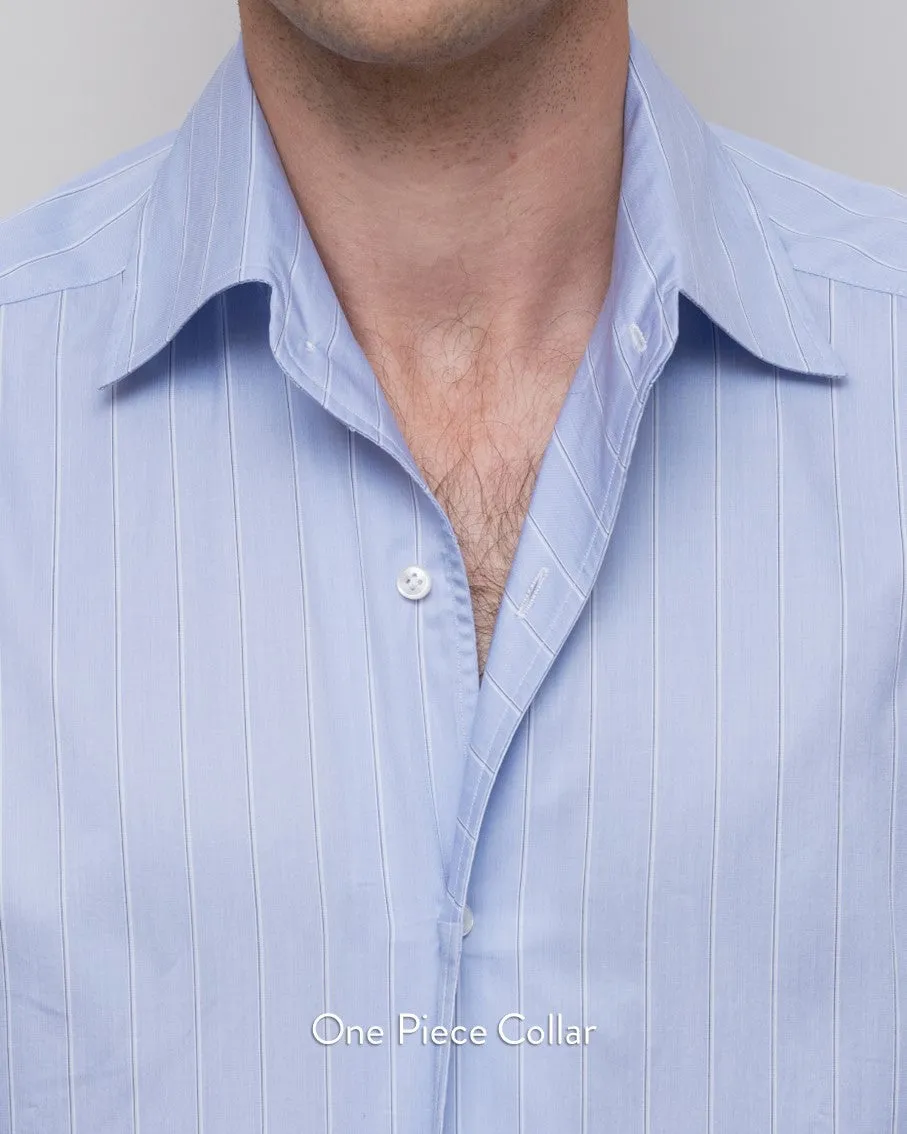Thomas Mason Light Blue University Stripe American Oxford Cloth