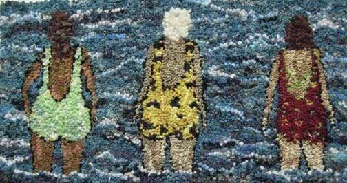Three Swimmers - 7" x 11" Rug Hooking Pattern or Kit