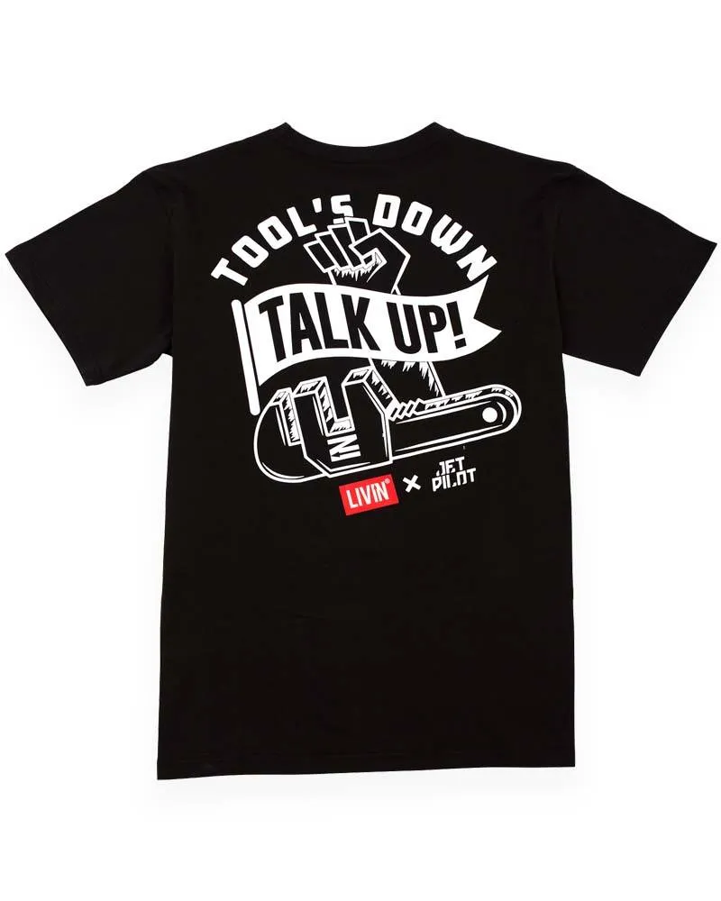 Tools Down Talk Up Tee - Black